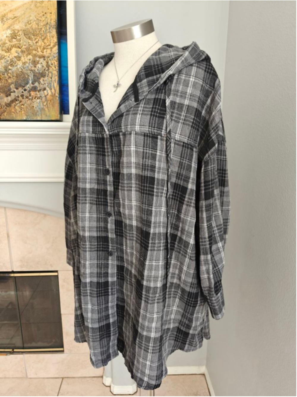 Cozy oversized plaid shirt jacket